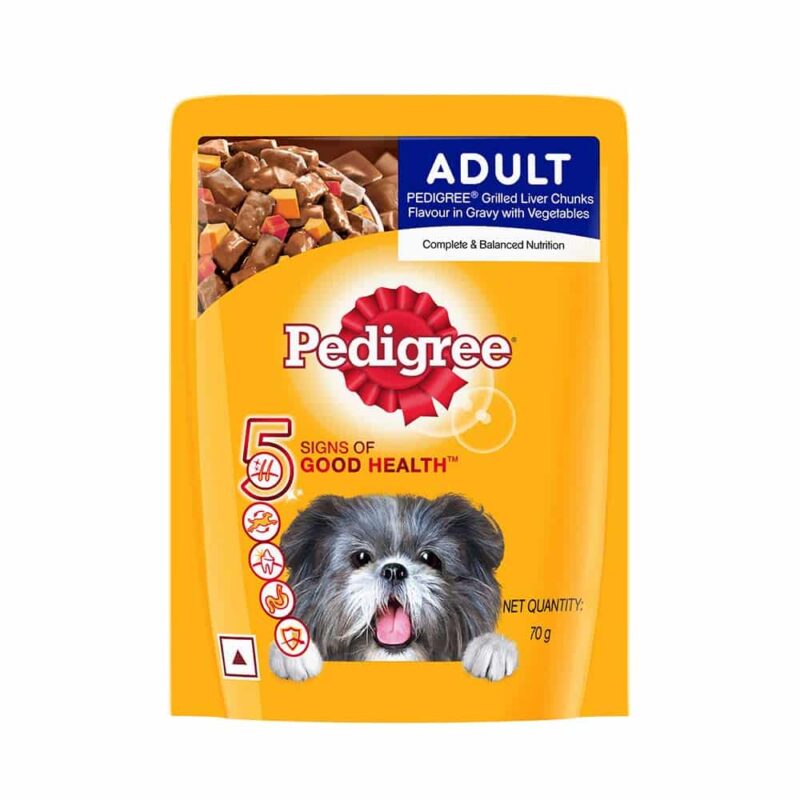 Pedigree Gravy Adult (1+ Years) Wet Dog Food in Chicken Grilled Liver & Veg - 180gm