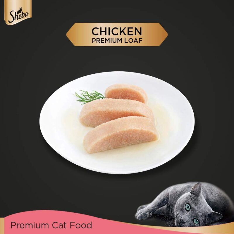 Sheba Fine Wet Food For Kittens (2-12 Months), Chicken Premium Loaf Flavour - 70gm