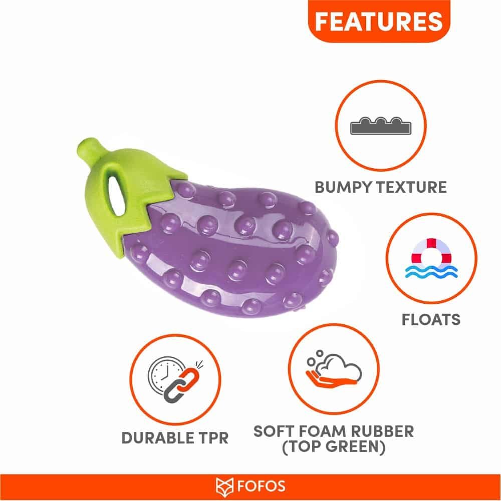 FOFOS Vegi-Bites Eggplant Dog Toy - Tails In The House