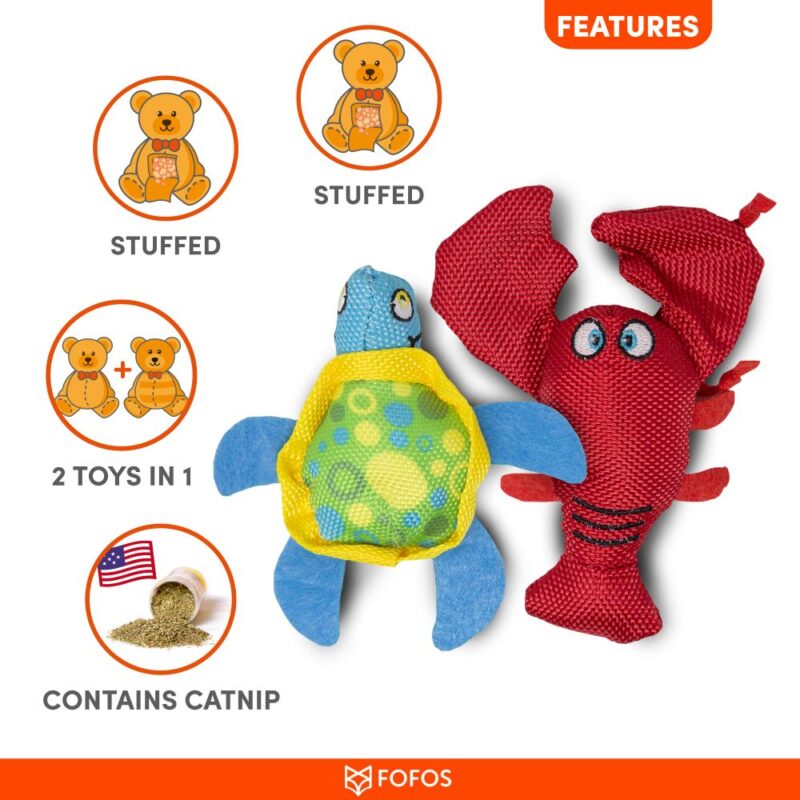 FOFOS Summer Cat Toy - Turtle with Lobster