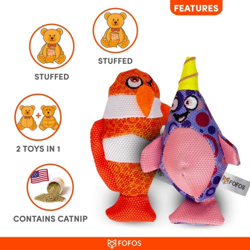 FOFOS Summer Cat Toy - Sperm Whales with Clown Fish Cat Toy