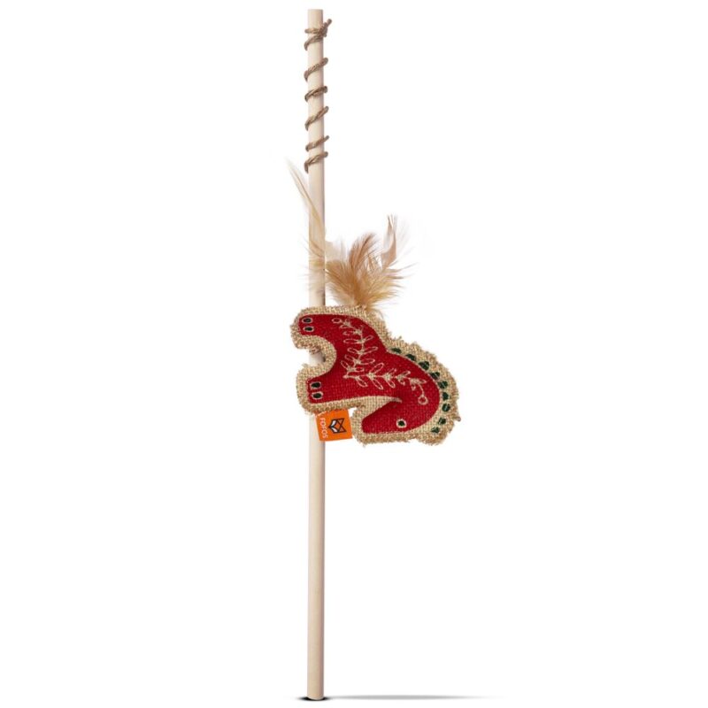 FOFOS Scandi Horse with 40cm wooden stick Cat Toy