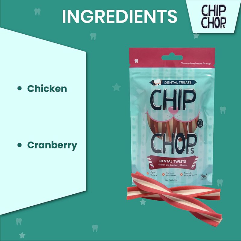 Chip Chops Dental Twist( Chicken & Cranberry ) Dog Treat