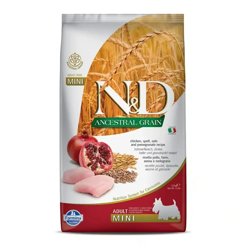 Farmina N&D Mini Ancestral Grain, Chicken & Pomegranate Dry Dog Food - Adult