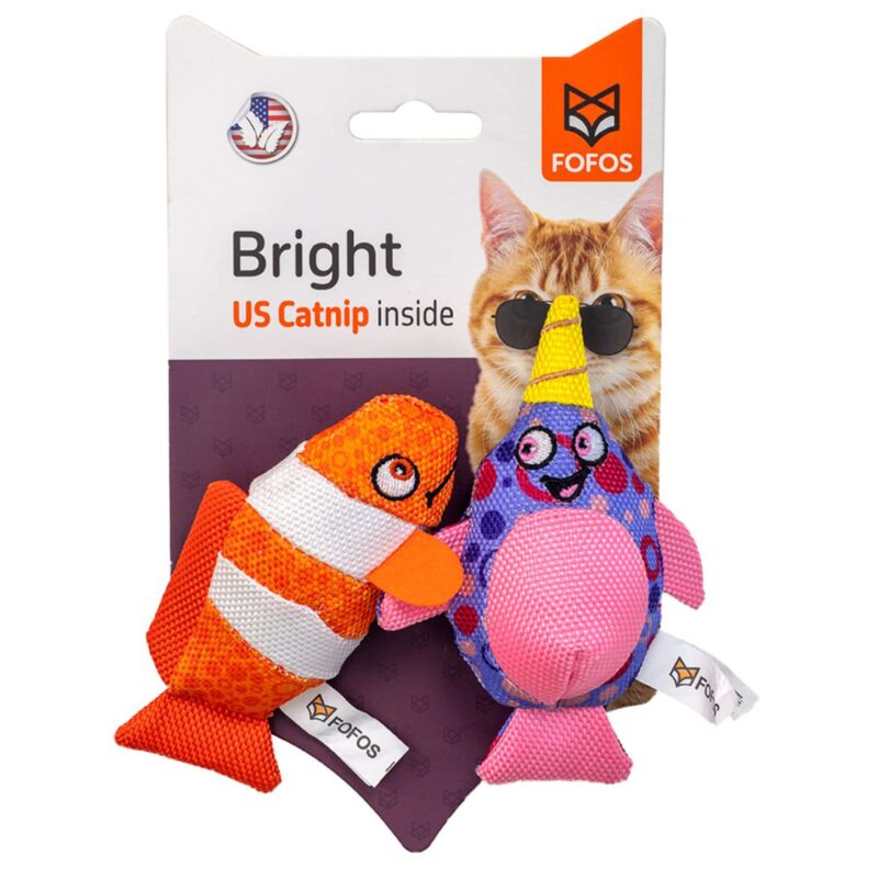 FOFOS Summer Cat Toy - Sperm Whales with Clown Fish Cat Toy