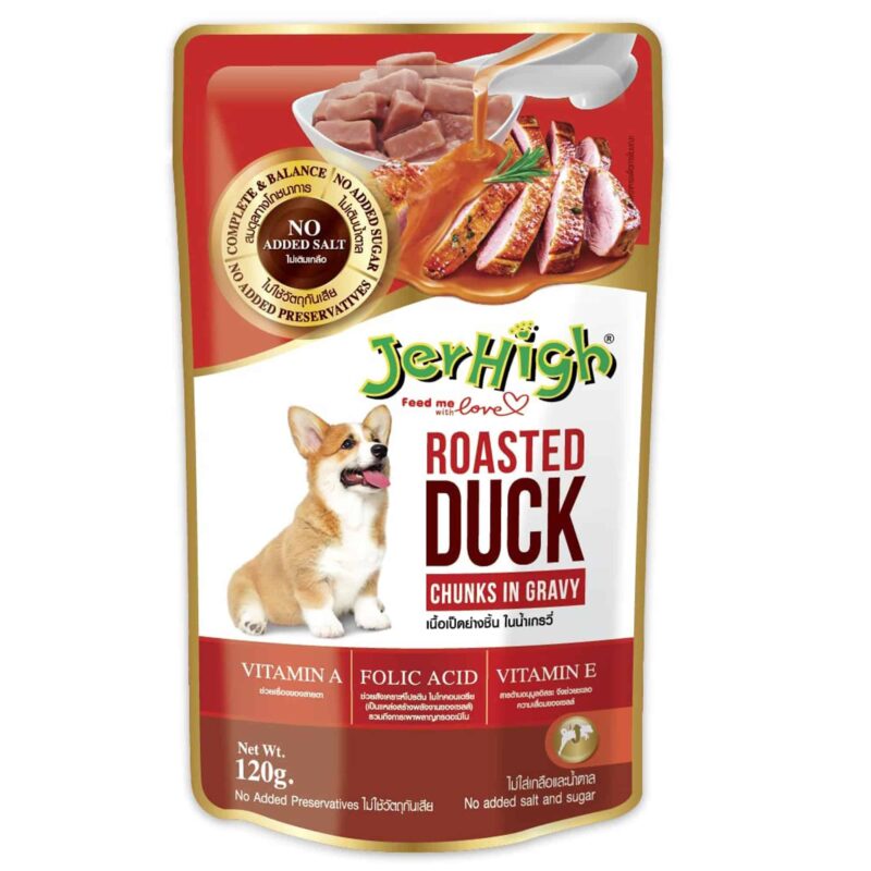 Jerhigh Human Grade High Protein Chicken, Gravy Roasted Duck Wet Dog Food - 120gm