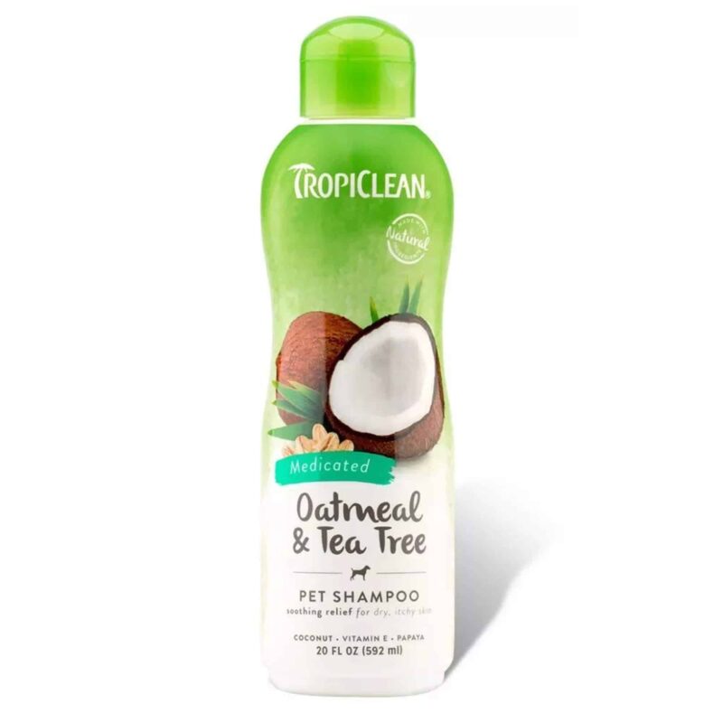 TropiClean Oatmeal & Tea Tree Dog Shampoo (Medicated) - 355ml